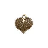 Heart Shaped Leaf Charms - Antiqued Brass Ox