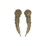 Medium Peacock Feather Stampings - 2 Pairs - Antiqued Brass Ox